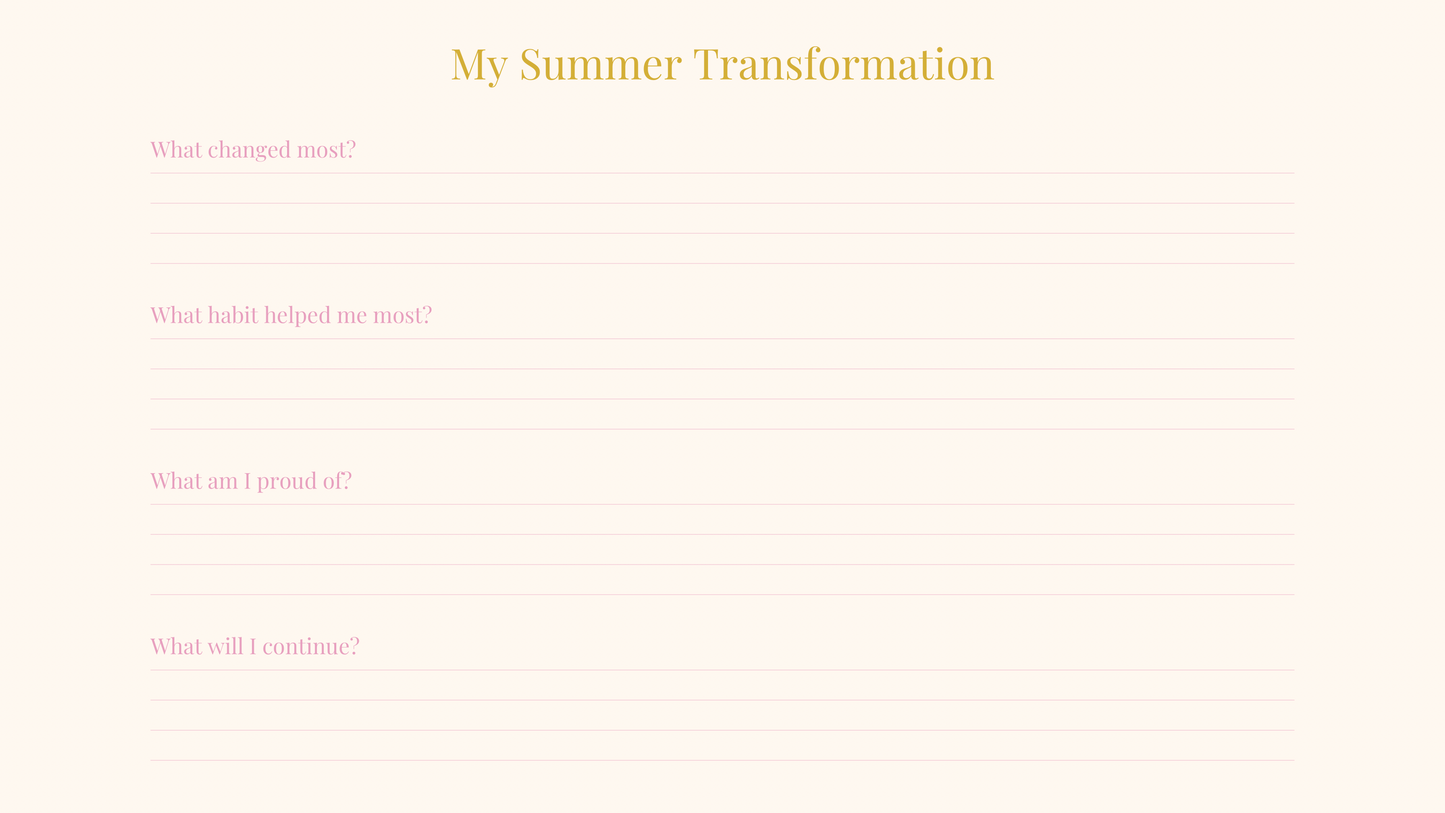 30-Day Summer Glow-Up Challenge Planner™ | Self-Care, Fitness, Wellness & Confidence Digital Workbook