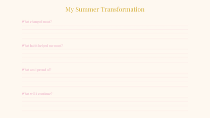 30-Day Summer Glow-Up Challenge Planner™ | Self-Care, Fitness, Wellness & Confidence Digital Workbook