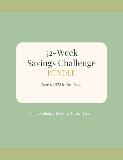 52-Week Savings Challenge Bundle | Cash Saving Tracker, Budget Planner & Money Goal Workbook Printable