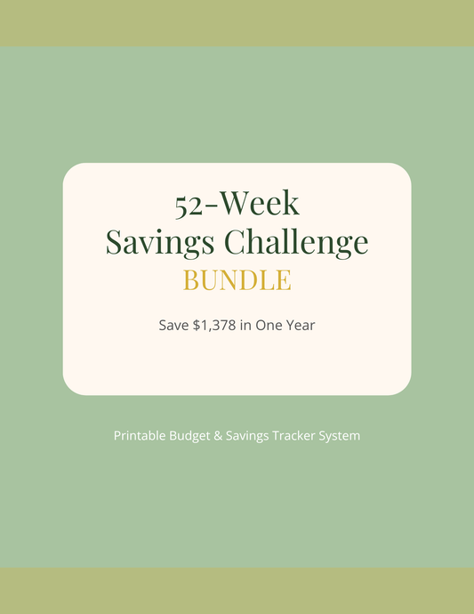 52-Week Savings Challenge Bundle | Cash Saving Tracker, Budget Planner & Money Goal Workbook Printable
