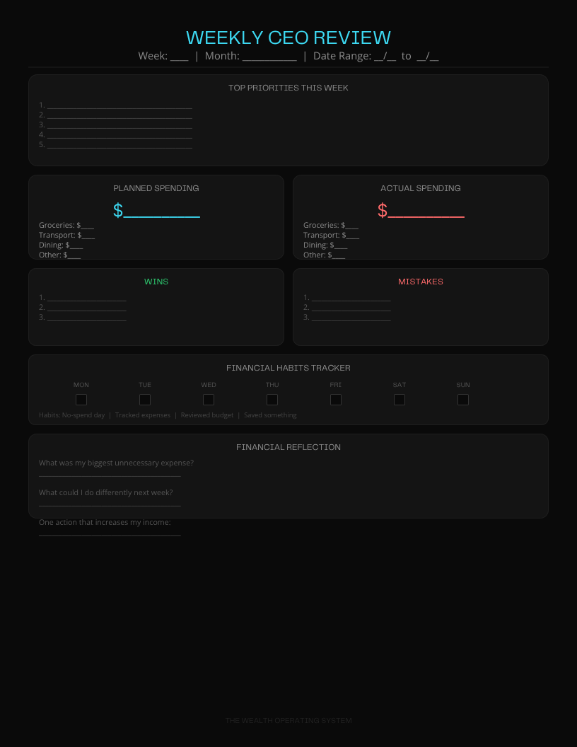 The Wealth Operating System™ Futuristic Budgeting Planner