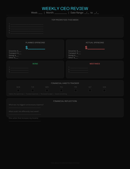 The Wealth Operating System™ Futuristic Budgeting Planner