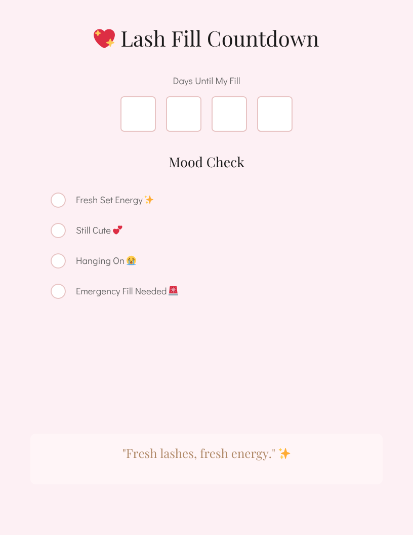 Lash Era™ | Mini Lash Maintenance Planner & Lash Tracker