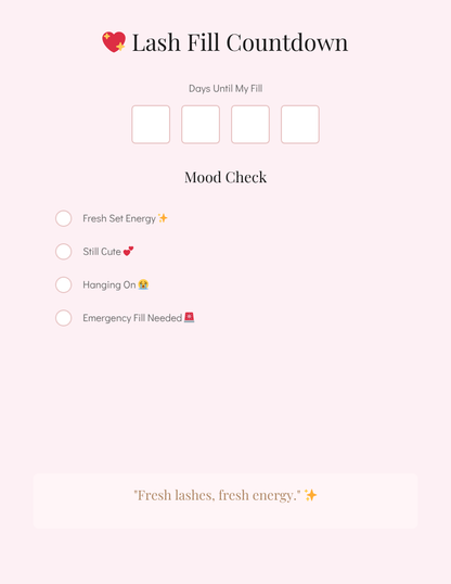 Lash Era™ | Mini Lash Maintenance Planner & Lash Tracker