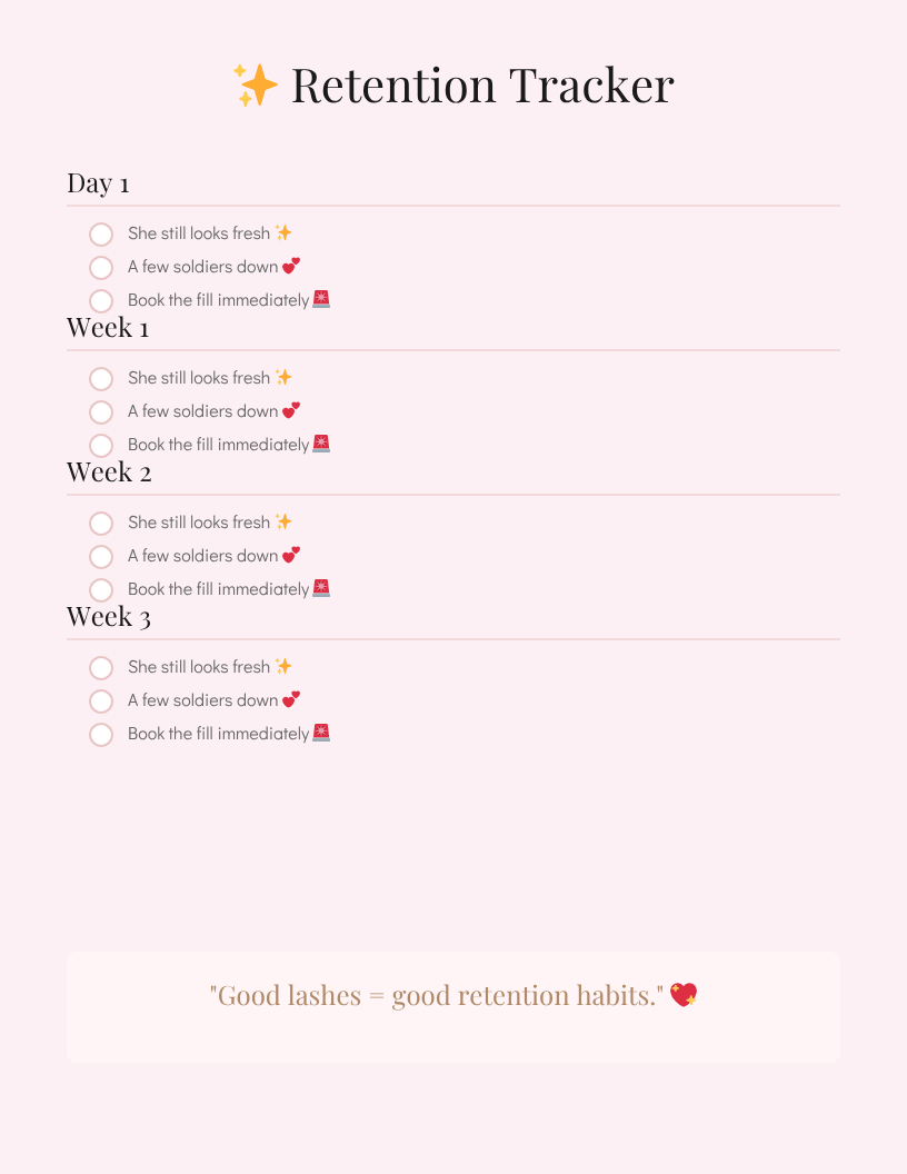 Lash Era™ | Mini Lash Maintenance Planner & Lash Tracker