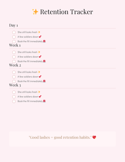 Lash Era™ | Mini Lash Maintenance Planner & Lash Tracker